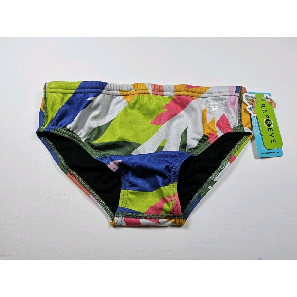 Speedo Eco Endurance Vibe Collection Swim Brief Swimsuit Block Tropics Size 30